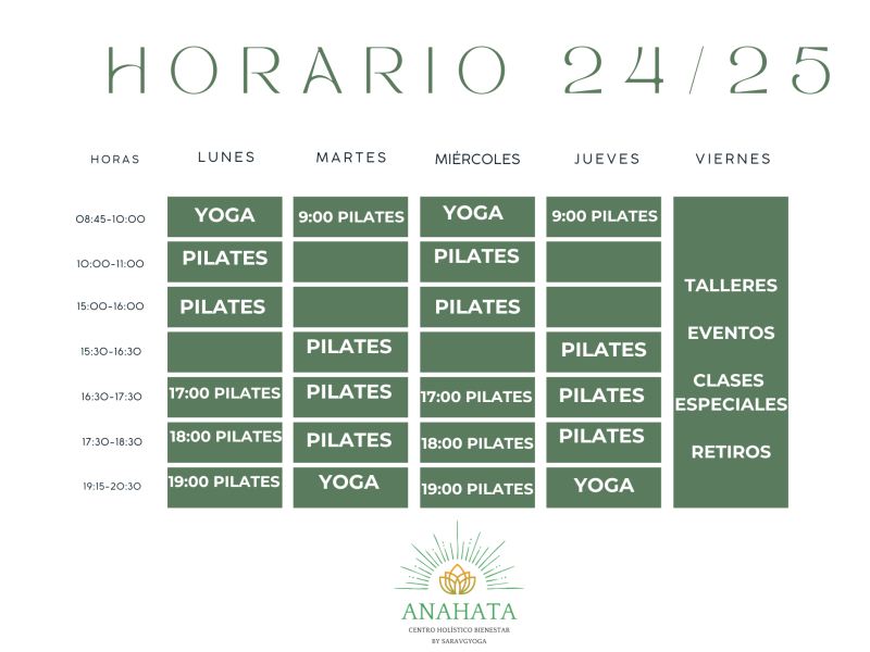 HORARIO ANAHATA